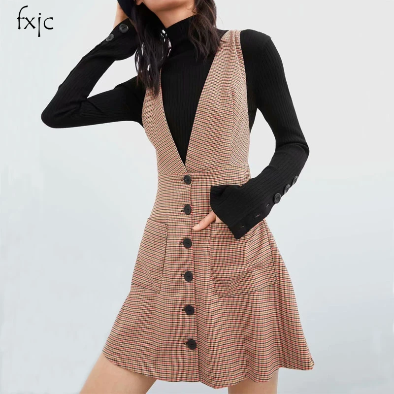 Fashion women wearing plaid vest sleeveless dress 2019 soft wrap button dress 9072
Fashion women wearing plaid vest sleeveless dress 2019 soft wrap button dress 9072