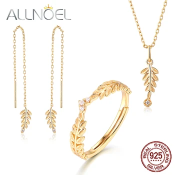 ALLNOEL 2019 New Pure 925 Sterling Silver Jewelry Sets For Women Zircon Diamond Gold Olive Leaf Earrings Ring Pendant Necklace
ALLNOEL 2019 New Pure 925 Sterling Silver Jewelry Sets For Women Zircon Diamond Gold Olive Leaf Earrings Ring Pendant Necklace