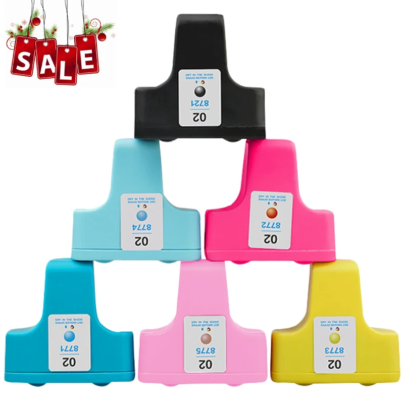 6Pcs For HP02 full Ink Cartridge with Chip for HP 02 Photosmart 3110 3210 3310 C5180 C6150 C6180 C6183 C7180 D7160 D7260 Printer
6Pcs For HP02 full Ink Cartridge with Chip for HP 02 Photosmart 3110 3210 3310 C5180 C6150 C6180 C6183 C7180 D7160 D7260 Printer