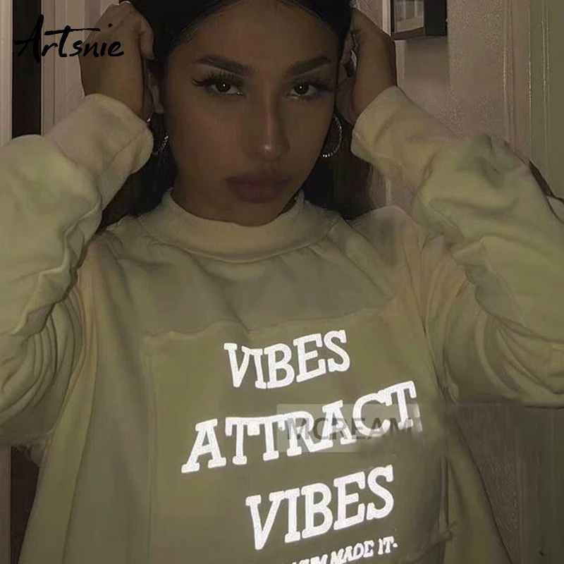 Artsnie Spring 2019 Luminous Letter Casual Sweatshirt Women Turtleneck Long Sleeve Hooded Streetwear Beige Sweatshirts Female
Artsnie Spring 2019 Luminous Letter Casual Sweatshirt Women Turtleneck Long Sleeve Hooded Streetwear Beige Sweatshirts Female