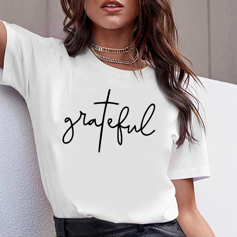 Women Fashion Clothes Tshirt Letters Grateful Printing Casual Woman Printed Tee Ladies Female T-shirt Short Sleeve T Top
Women Fashion Clothes Tshirt Letters Grateful Printing Casual Woman Printed Tee Ladies Female T-shirt Short Sleeve T Top