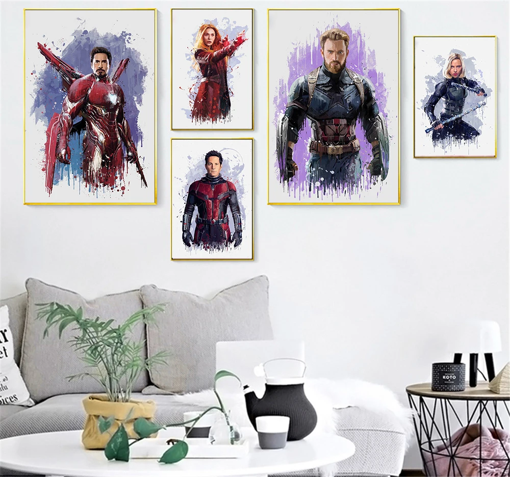 Canvas Painting Wall Picture For Bedroom Room Decor Marvel Movie Superhero Avenger Watercolor Black and White Print Poster
Canvas Painting Wall Picture For Bedroom Room Decor Marvel Movie Superhero Avenger Watercolor Black and White Print Poster