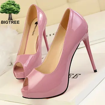 BIGTREE Peep Toe High Heel Women Pumps Concise Patent Leather Shallow Shoes Platform Office Work Shoes Women Fashion Party Shoes
BIGTREE Peep Toe High Heel Women Pumps Concise Patent Leather Shallow Shoes Platform Office Work Shoes Women Fashion Party Shoes