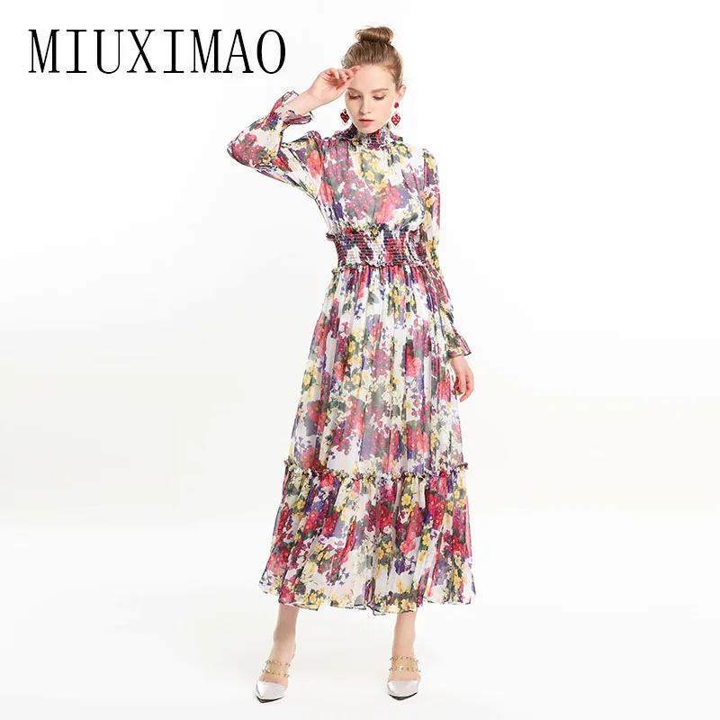 High Quality 2019 Spring Newest Arrival Casual Loose Full Sleeve Stand And Flower Print Elegant Ankle-Length Long Dress Women
High Quality 2019 Spring Newest Arrival Casual Loose Full Sleeve Stand And Flower Print Elegant Ankle-Length Long Dress Women