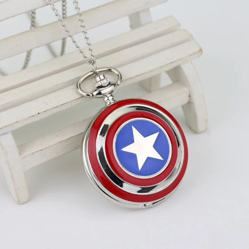 Captain America Pocket Watch Silver Large Pentagram Locket Watch Fob Super Hero Pocket Watch Pendant for Gifts
Captain America Pocket Watch Silver Large Pentagram Locket Watch Fob Super Hero Pocket Watch Pendant for Gifts