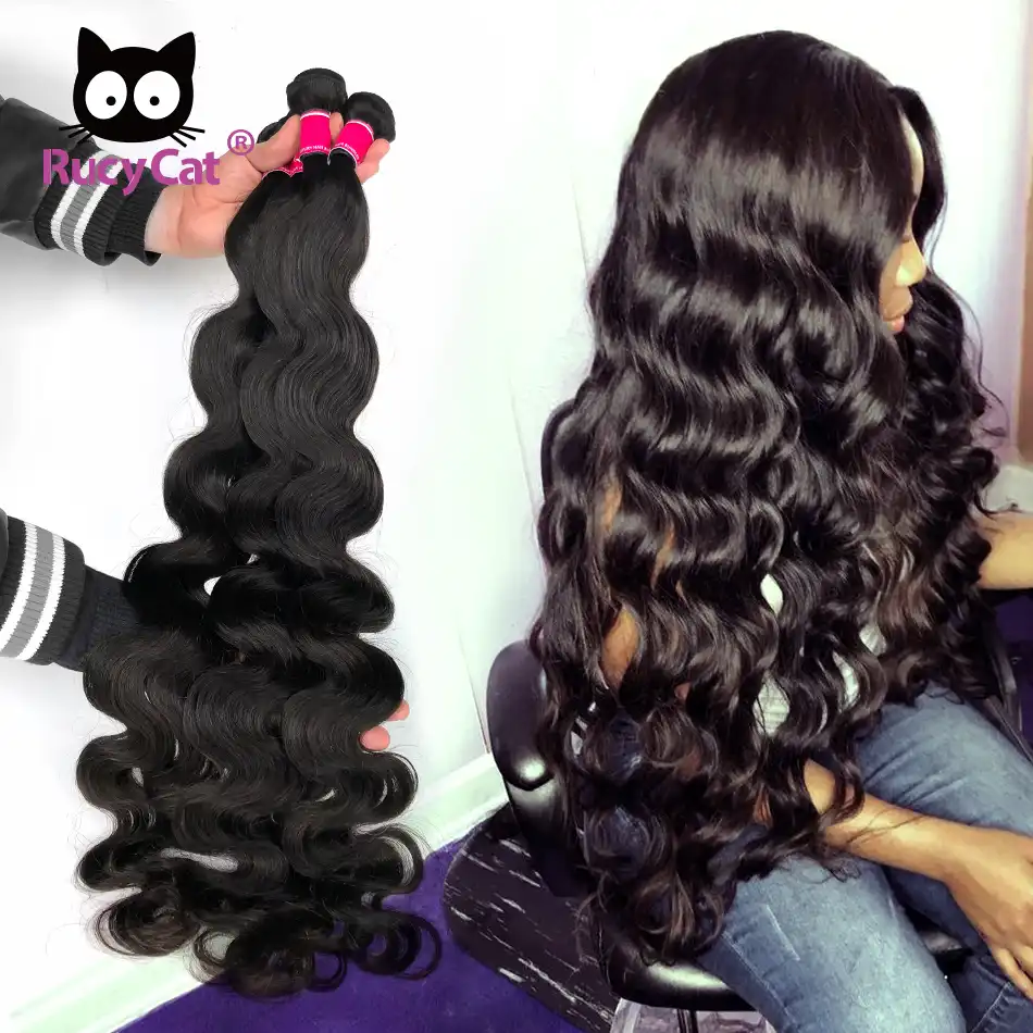 Rucycat 08 40 Inch Brazilian Human Hair Weave Bundles Body Wave 1