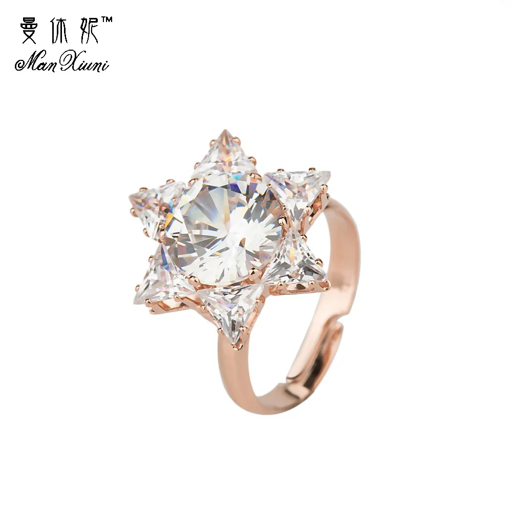 MANXIUNI Brand Six Star Gold Flower For Women Girl Big Crystal Zircon Rings Adjustable Rings
MANXIUNI Brand Six Star Gold Flower For Women Girl Big Crystal Zircon Rings Adjustable Rings