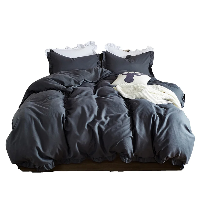 3pcs Bedding Set Duvet Cover Pillowcase Fitted Sheet Single Size Solid Grey Blue Chocolate Flounced Anti-Slip Bed Kit Home
3pcs Bedding Set Duvet Cover Pillowcase Fitted Sheet Single Size Solid Grey Blue Chocolate Flounced Anti-Slip Bed Kit Home