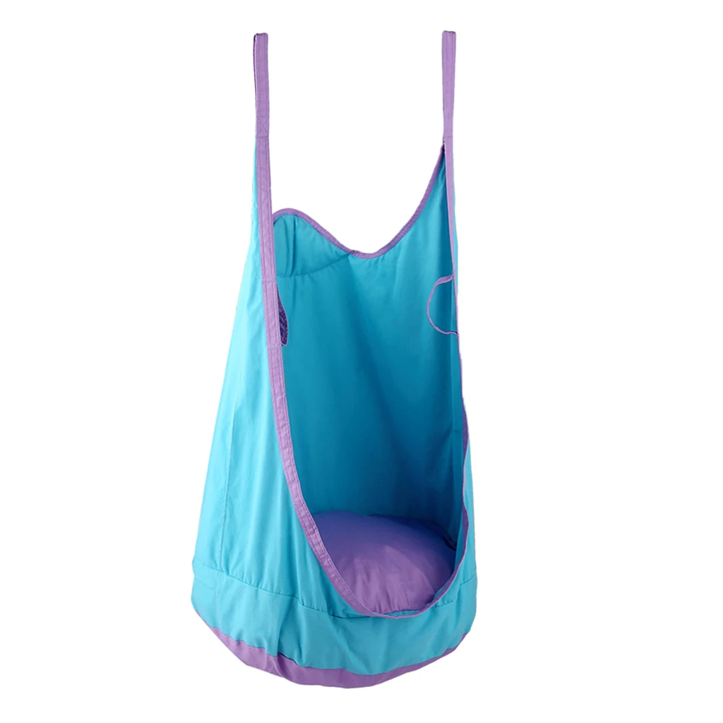 Heavy Duty Kids Children Hanging Hammock Inflatable Cushion Toy Swing Seat Garden & Patio Toy Sports –Blue
