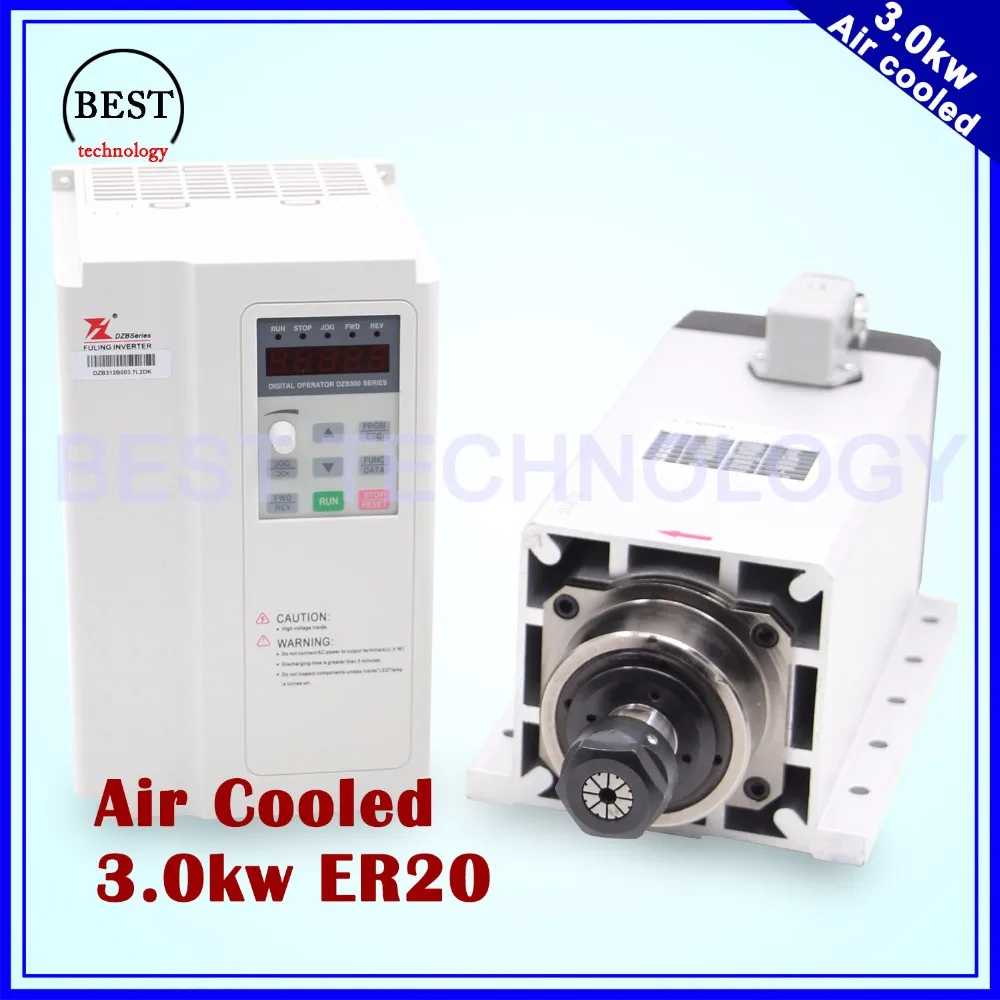 New arrivel!! 3kw Air cooled spindle Square Type With Flange ER20 4 Bearings CNC Engraving Machine & 3.7kw fuling Inverter / VFD
New arrivel!! 3kw Air cooled spindle Square Type With Flange ER20 4 Bearings CNC Engraving Machine & 3.7kw fuling Inverter / VFD