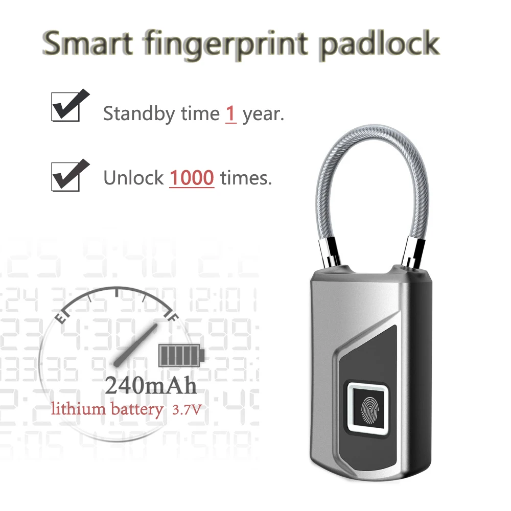 OBTNL Smart lock IP66 Fingerprint Lock for Car Motorcycle Bike Waterproof Security Anti-theft Door Suitcase Luggage Padlock 
OBTNL Smart lock IP66 Fingerprint Lock for Car Motorcycle Bike Waterproof Security Anti-theft Door Suitcase Luggage Padlock
