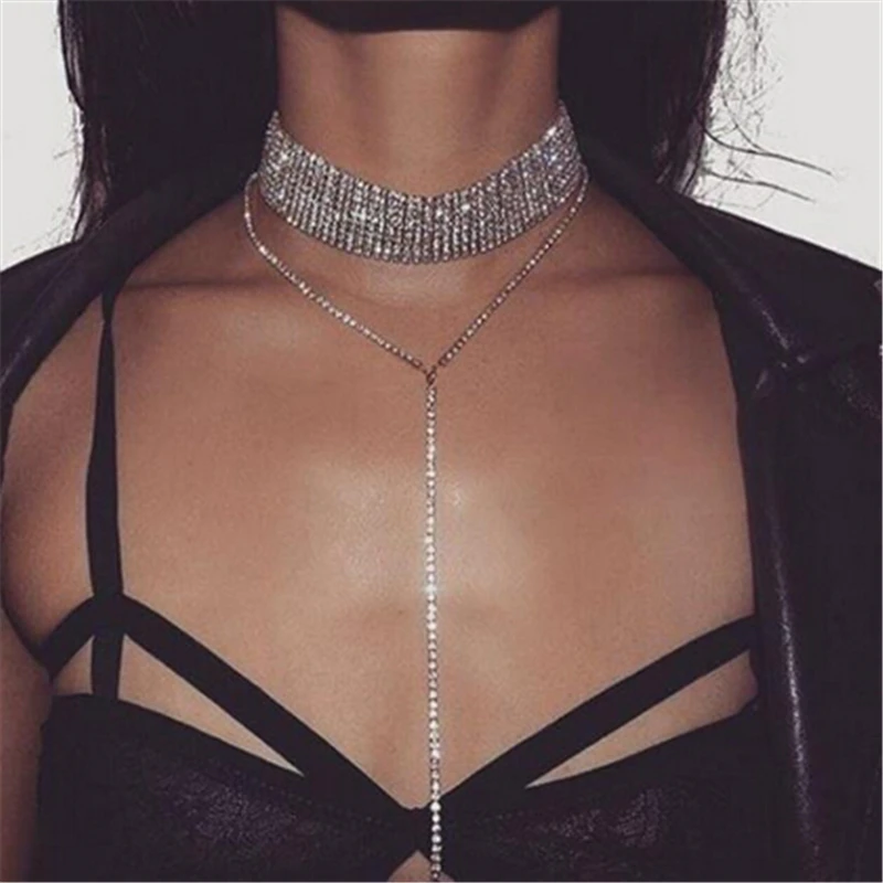 Choker Necklace Women Multi Row Full Crystal Wedding Party Prom Christmas Long Necklace Sexy Gold Rhinestone Statement Chocker
Choker Necklace Women Multi Row Full Crystal Wedding Party Prom Christmas Long Necklace Sexy Gold Rhinestone Statement Chocker