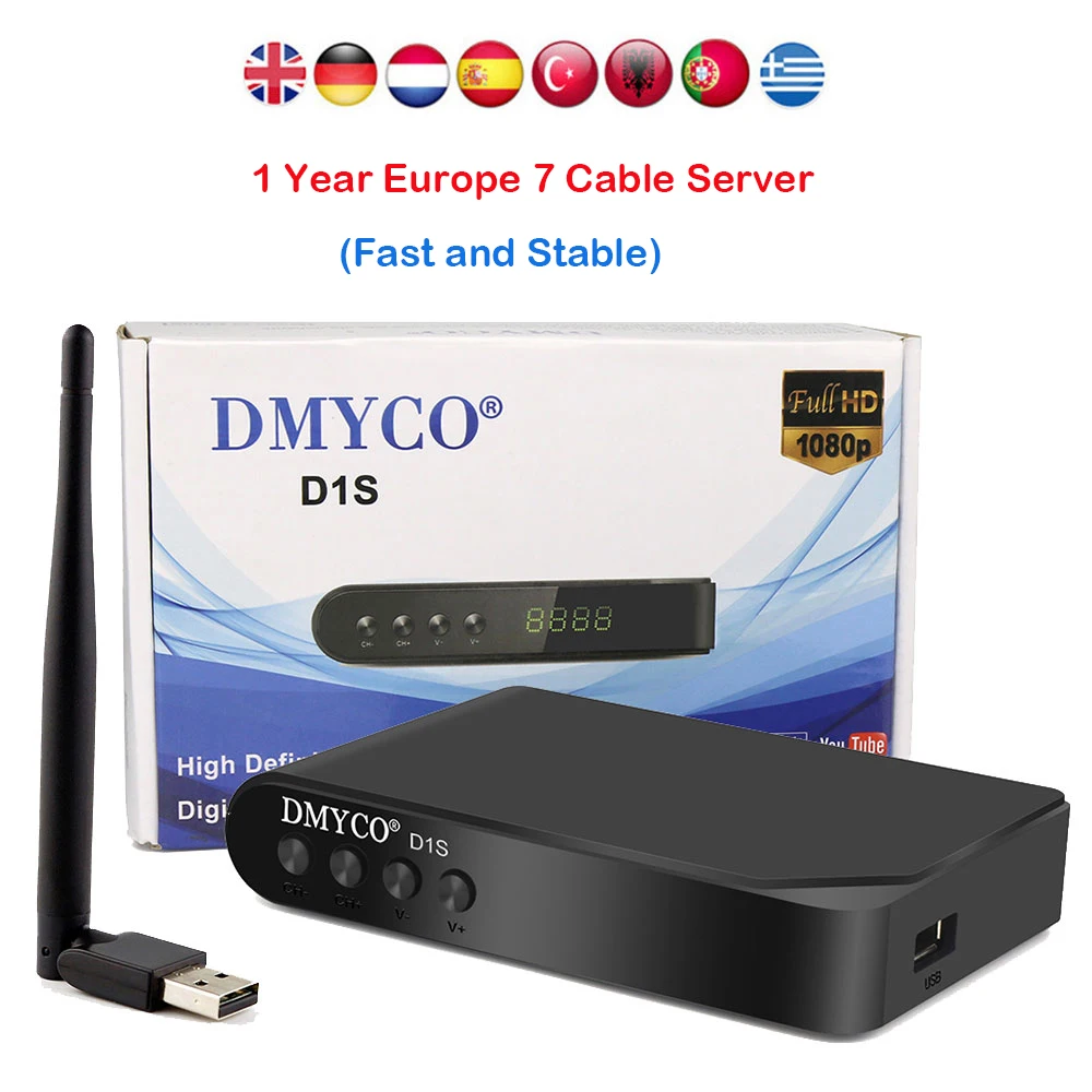 D1S Satellite Receiver Digital DVB-S2 Full 1080P HD Support Biss Key Powervu with USB WIFI Dongle +1 Year Europe 7 Cable Server
D1S Satellite Receiver Digital DVB-S2 Full 1080P HD Support Biss Key Powervu with USB WIFI Dongle +1 Year Europe 7 Cable Server