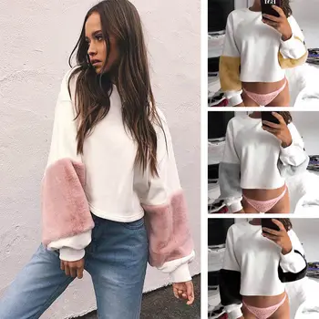 New 2018 arrival Women Casual Plush Long Sleeve O-neck Loose Hoodie Velvet Patchwork Pullover Tops
New 2018 arrival Women Casual Plush Long Sleeve O-neck Loose Hoodie Velvet Patchwork Pullover Tops