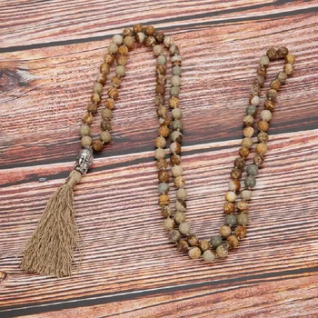 New Style 108 Mala Strand Necklace Natural Picture Stone Beads Buddha Head Pendant Beaded Necklace for Yoga Meditation Wholesale
New Style 108 Mala Strand Necklace Natural Picture Stone Beads Buddha Head Pendant Beaded Necklace for Yoga Meditation Wholesale