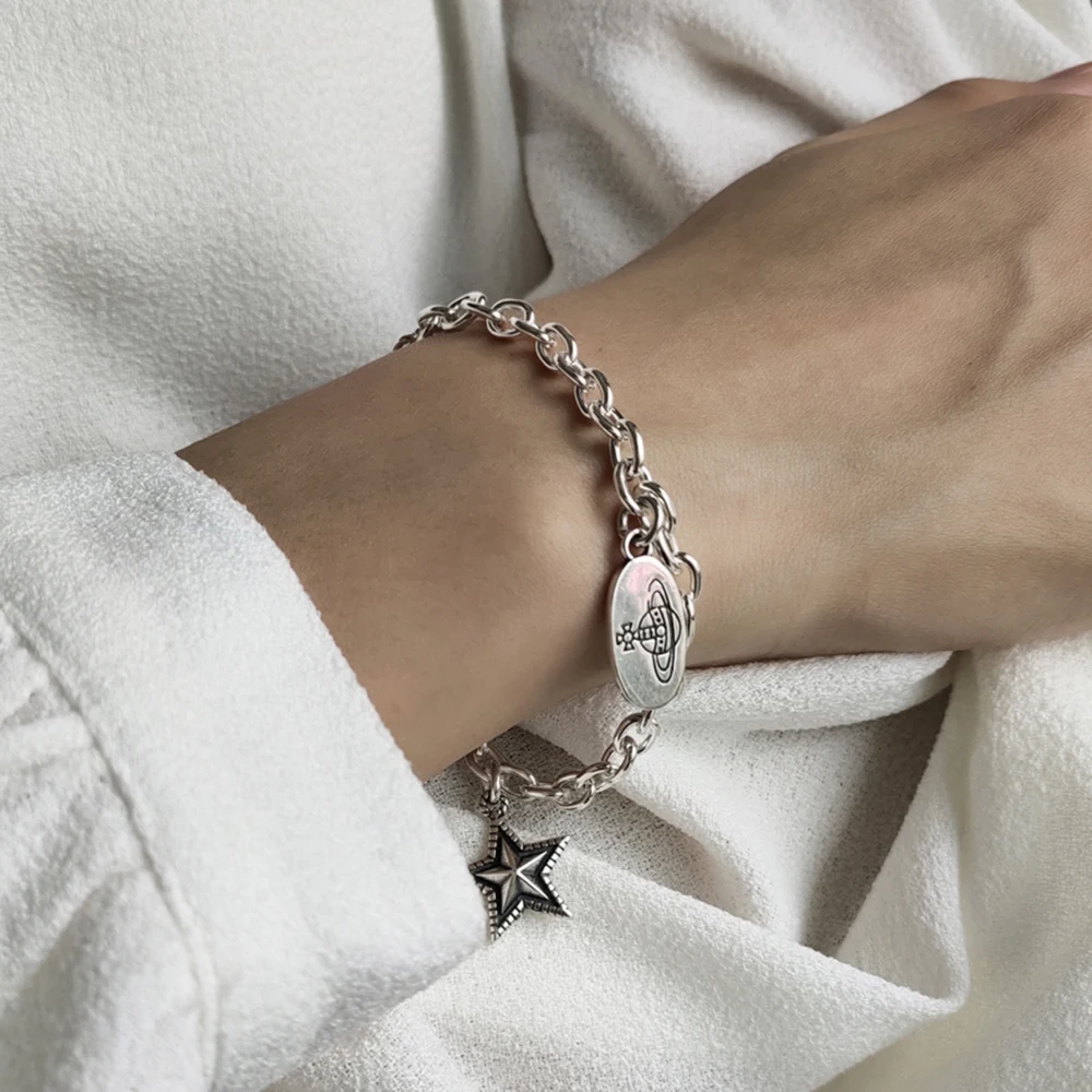 Vintage 925 Sterling Silver Heavy Angel Baby Star Planet Saturn Charm Bracelet Link Chain Toggle Clasp Bracelets For Women Gift
Vintage 925 Sterling Silver Heavy Angel Baby Star Planet Saturn Charm Bracelet Link Chain Toggle Clasp Bracelets For Women Gift