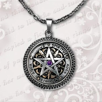 Wiccan Necklace black magick Pagan Pentagram Jewelry Glass Dome Pendant Necklace wholesale 2017 A-010 HZ1
Wiccan Necklace black magick Pagan Pentagram Jewelry Glass Dome Pendant Necklace wholesale 2017 A-010 HZ1