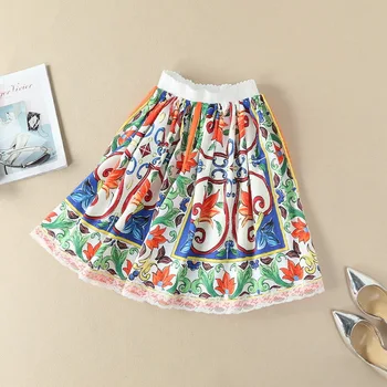 European and American women's wear in 2018 The new spring Royal printing Lace edge Pleated skirt
European and American women's wear in 2018 The new spring Royal printing Lace edge Pleated skirt