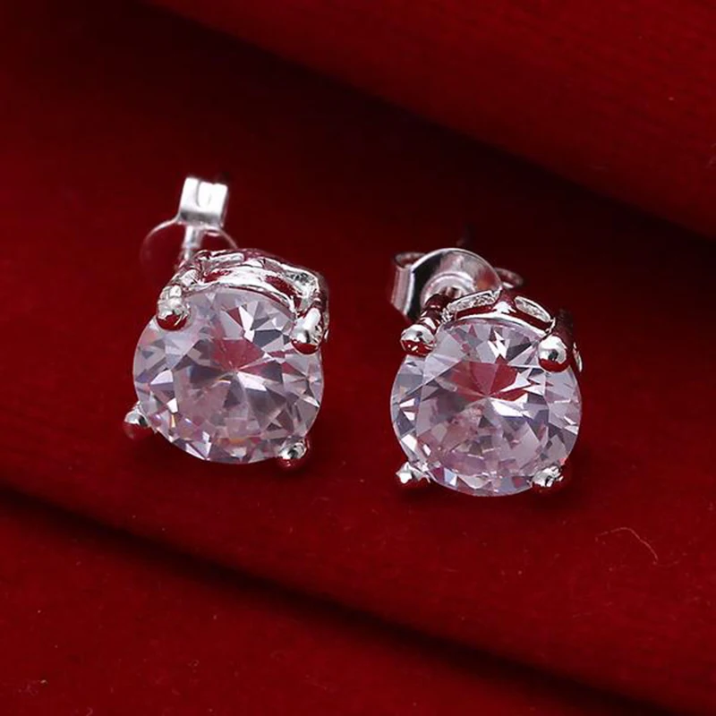 New Fashion 925 Jewelry Silver Plated Round Crystal Zircon Ear Clip Stud Earrings Wedding Earring Pendientes for Women Girl LB
New Fashion 925 Jewelry Silver Plated Round Crystal Zircon Ear Clip Stud Earrings Wedding Earring Pendientes for Women Girl LB