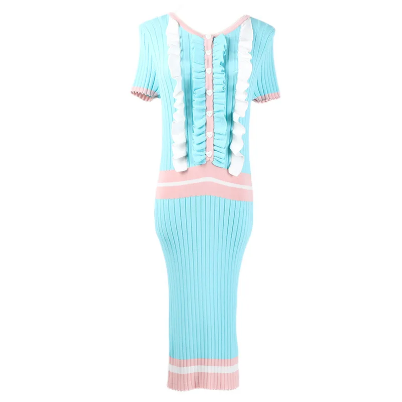Big Brand New Spring 2019 Women's Suit with Short Sleeve and Muffled Edge Colour Stripe Elastic Knitted Dresses
Big Brand New Spring 2019 Women's Suit with Short Sleeve and Muffled Edge Colour Stripe Elastic Knitted Dresses