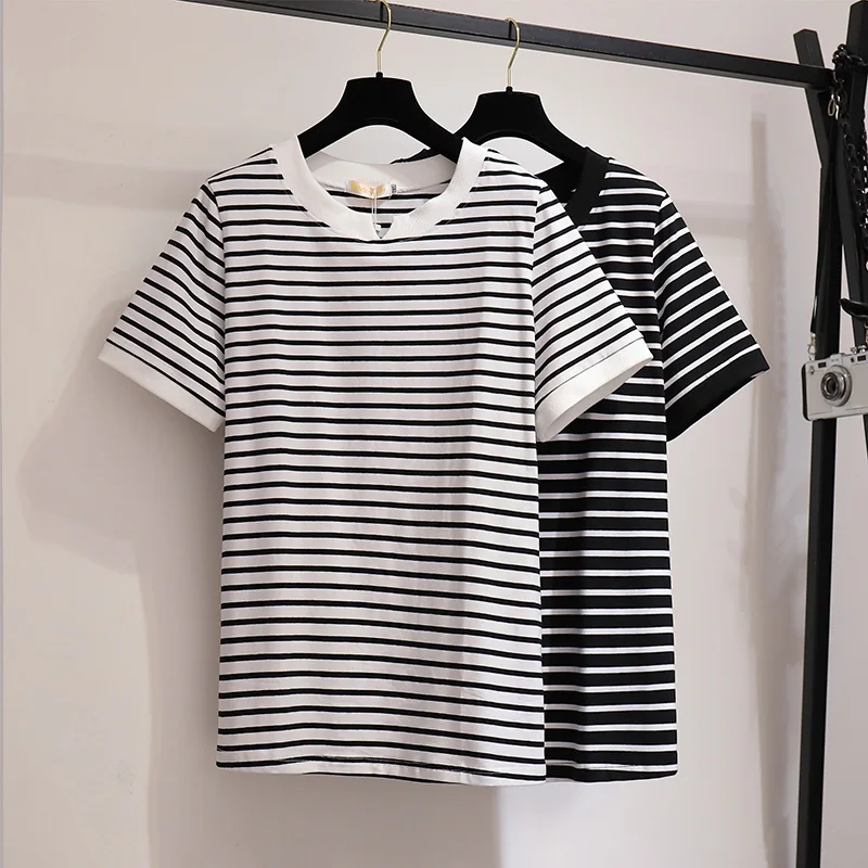 Women 6 xl plus size clothing kitted t shirt cotton striped black white summer tops 2019 summer short tshirt
Women 6 xl plus size clothing kitted t shirt cotton striped black white summer tops 2019 summer short tshirt