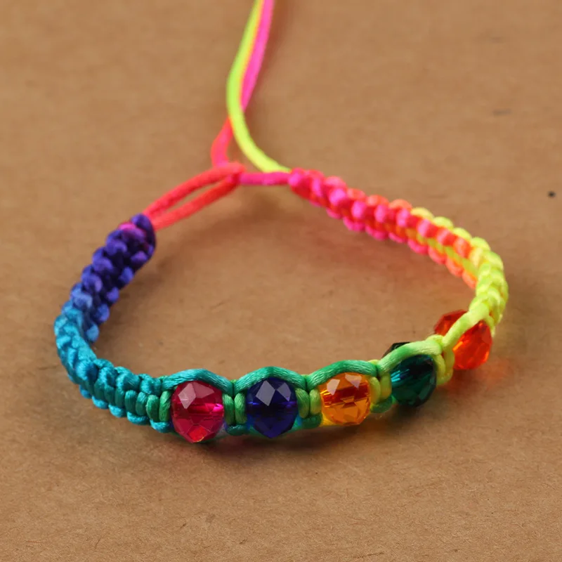 Lucky Five Crystal Beads Bracelet Ethnic Rainbow Rope Hand Chain Tibetan Knot Lucky Knot Cord Bracelets Female
Lucky Five Crystal Beads Bracelet Ethnic Rainbow Rope Hand Chain Tibetan Knot Lucky Knot Cord Bracelets Female