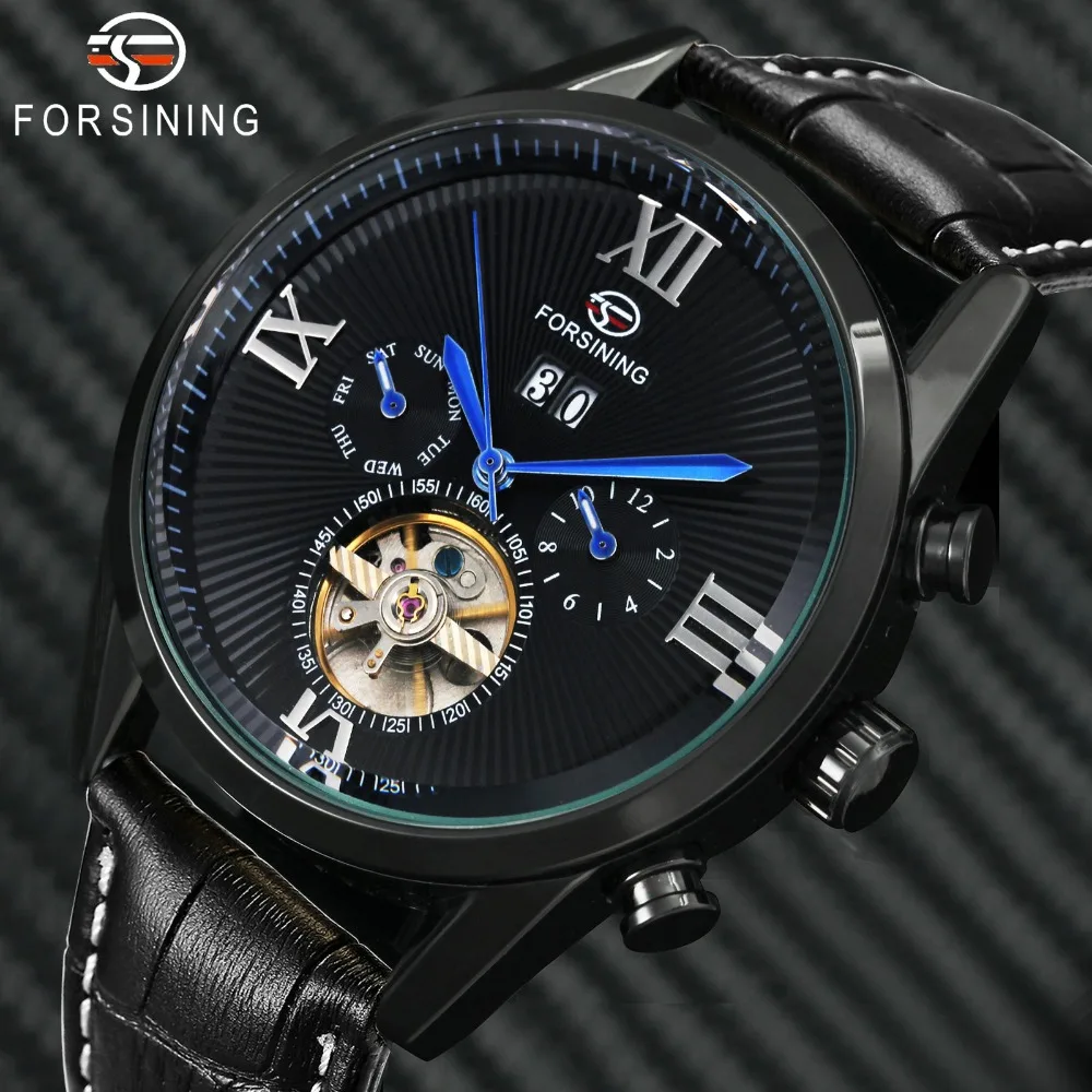 FORSINING/модные мужские часы Tourbillon с автоматическим механическим циферблатом и