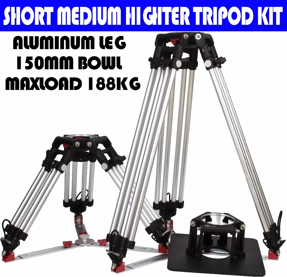 Short Medium Taller Aluminum Professional Video Camera Tripod Stand Pan 150mm Bowl Load 188kg for OConnor 2560 2575D Fluid Head
Short Medium Taller Aluminum Professional Video Camera Tripod Stand Pan 150mm Bowl Load 188kg for OConnor 2560 2575D Fluid Head