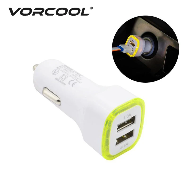 VORCOOL Car Charger Intelligent 1A 2.1A Dual USB Ports With LED Light Car Charging Power Adapter For iPhone iPad GPS
VORCOOL Car Charger Intelligent 1A 2.1A Dual USB Ports With LED Light Car Charging Power Adapter For iPhone iPad GPS