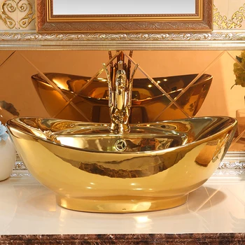 Modern European Style Retro Sink Ceramic Gold Countertop Art Basin Bathroom Wash Basin
Modern European Style Retro Sink Ceramic Gold Countertop Art Basin Bathroom Wash Basin