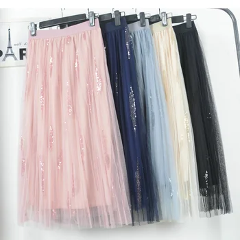 Spring New Sequined A-line Long Mesh Gauze Skirt Pleated Women's Leaf-shaped Sequins Summer Maxi Long Tulle Skirt
Spring New Sequined A-line Long Mesh Gauze Skirt Pleated Women's Leaf-shaped Sequins Summer Maxi Long Tulle Skirt