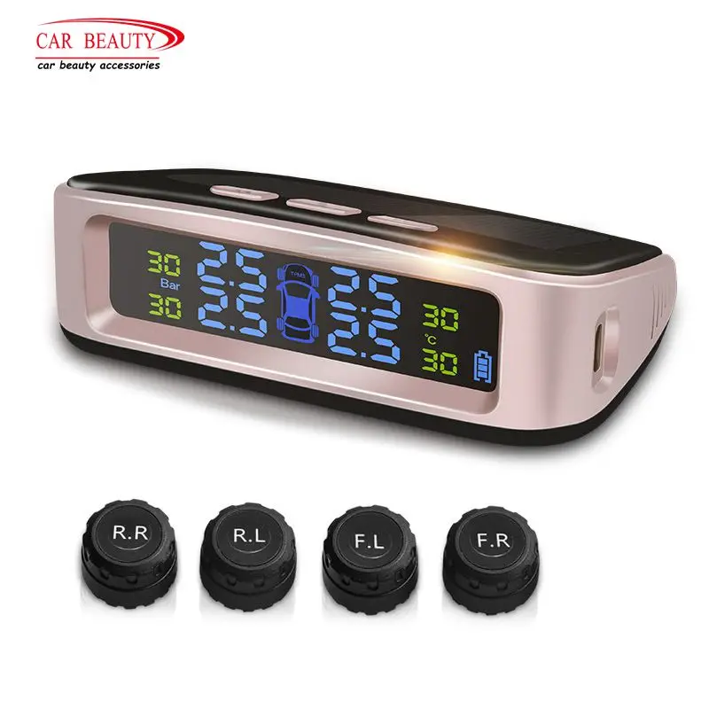 Car TPMS Tire Pressure Monitoring System Solar Charging Auto Tyre Alarm System Wireless External Sensor Digital Lcd Display
Car TPMS Tire Pressure Monitoring System Solar Charging Auto Tyre Alarm System Wireless External Sensor Digital Lcd Display