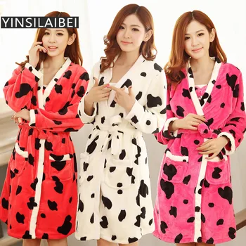2017 Winter Flannel Robe Set for Women, Ladies Two-Pieces Long Sleeve Milk Cow Print Bridesmaid Robes Kimono Nightwear SR020#25
2017 Winter Flannel Robe Set for Women, Ladies Two-Pieces Long Sleeve Milk Cow Print Bridesmaid Robes Kimono Nightwear SR020#25