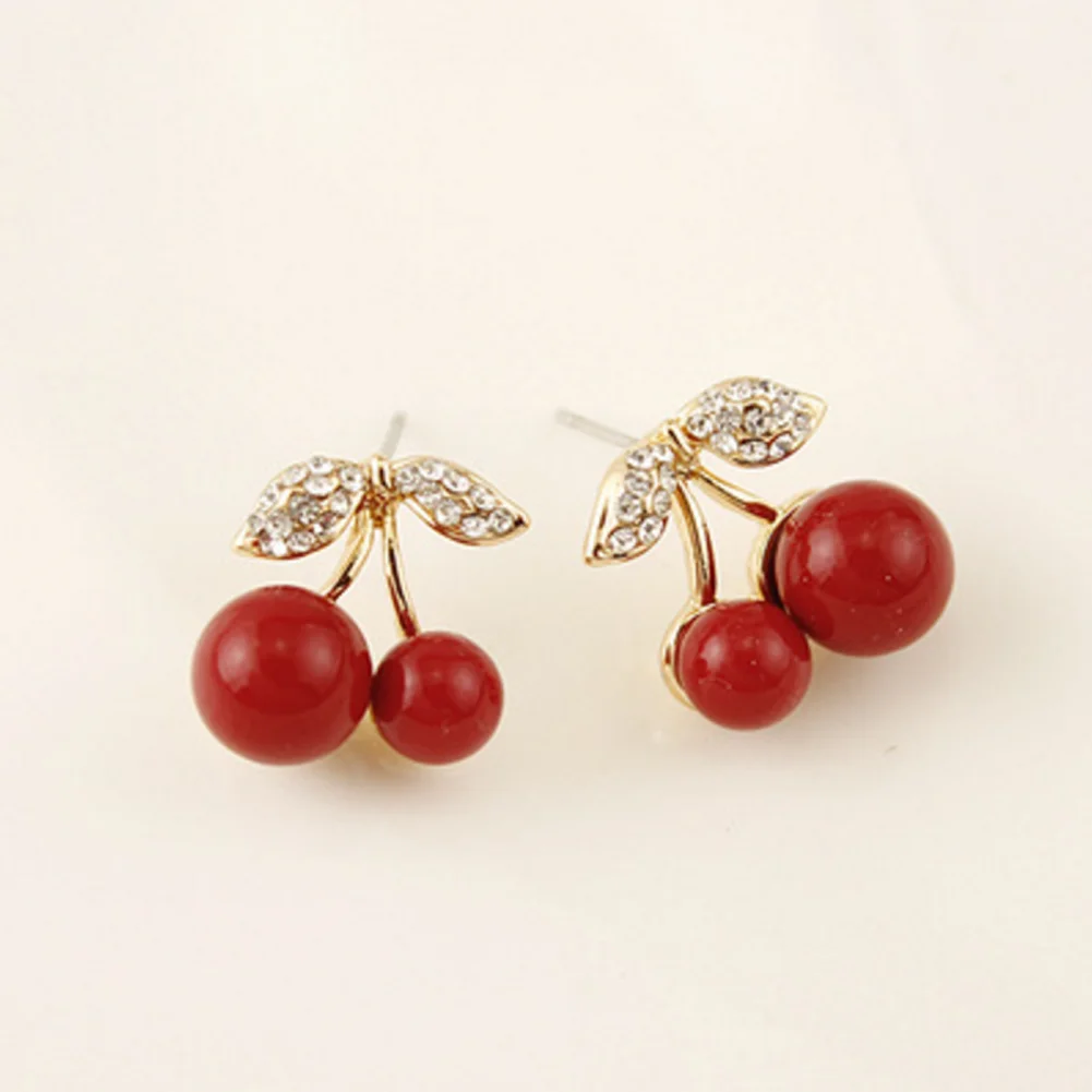 Lovely Red Cherry Earring 1pair Rhinestone Leaf Stud Earrings For Woman Jewelry Trendy Brincos For Girl
Lovely Red Cherry Earring 1pair Rhinestone Leaf Stud Earrings For Woman Jewelry Trendy Brincos For Girl