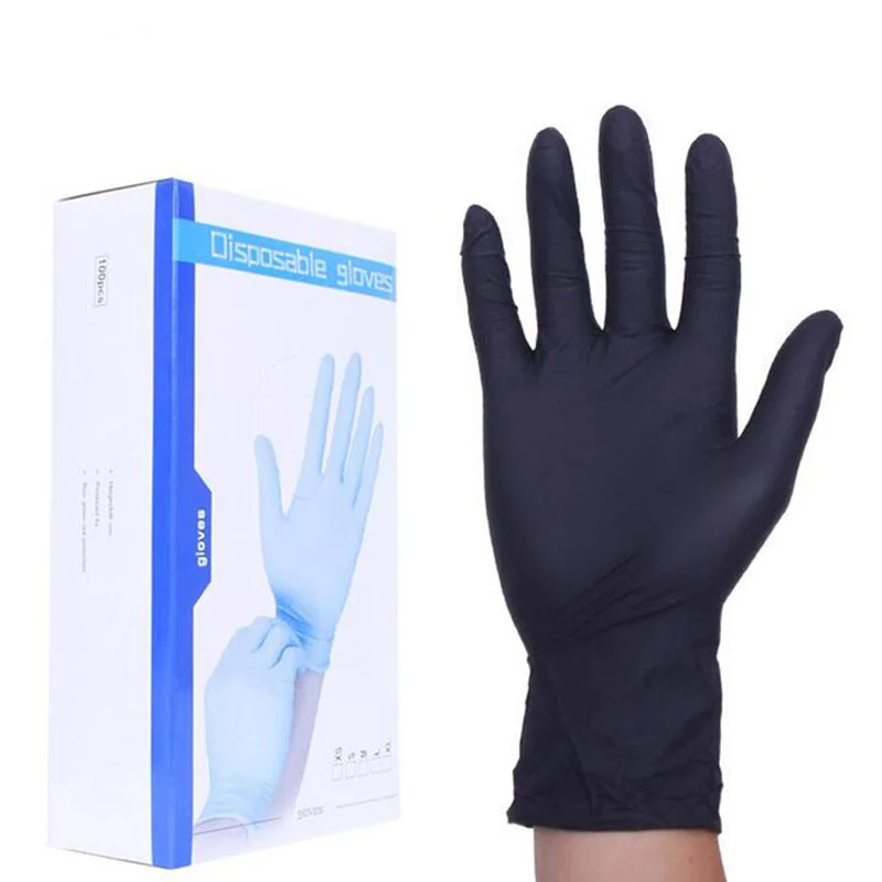 Image 100 Pcs Box Black Garden Gloves Disposable Latex Gloves For Home Cleaning Rubber Or Cleaning Luvas Universal Food Guantes