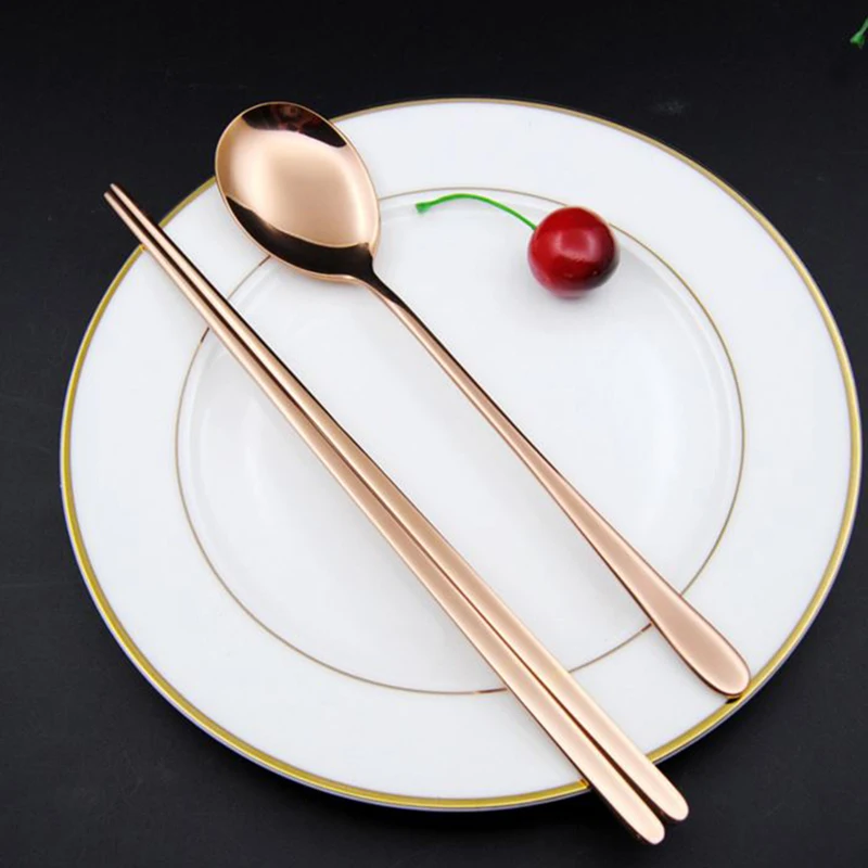 Gold Korean Stainless Steel Food Chopsticks Spoon Set Long Handle Flat Non-slip Chopsticks Dessert Spoons Dinnerware Set
Gold Korean Stainless Steel Food Chopsticks Spoon Set Long Handle Flat Non-slip Chopsticks Dessert Spoons Dinnerware Set