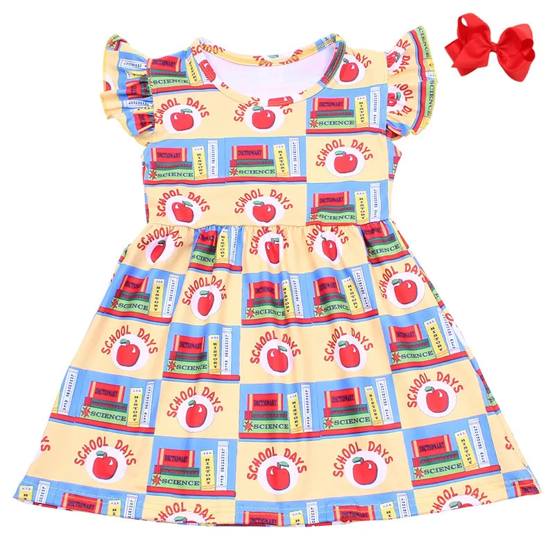 2019 School Days Baby Girls Boutique Dress Children Back to School Short Sleeve Apple Stationery Milksilk A-line Dress With Bow
2019 School Days Baby Girls Boutique Dress Children Back to School Short Sleeve Apple Stationery Milksilk A-line Dress With Bow