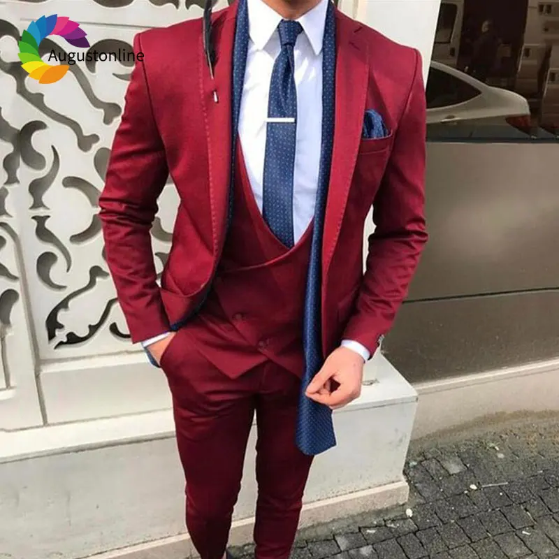 Burgundy Men Suits for Wedding Custom Made Best Man Blazers Suit Slim Fit Groom Tuxedos 3 Pieces Jacket Pants Vest Costume Homme
Burgundy Men Suits for Wedding Custom Made Best Man Blazers Suit Slim Fit Groom Tuxedos 3 Pieces Jacket Pants Vest Costume Homme