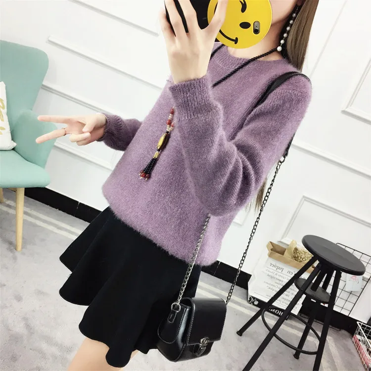 Women's Sweater New Korean Baggy Thickened Long-sleeved Mohair Sweater Jersey Woman Winter Bottoming Shirt Female christmas
Women's Sweater New Korean Baggy Thickened Long-sleeved Mohair Sweater Jersey Woman Winter Bottoming Shirt Female christmas