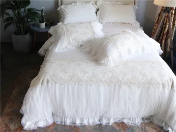 Luxury White Lace Egyptian Cotton Princess Bedding Set Queen King size Wedding Bed sheet/linens set Duvet Cover Pillowcase Gifts
Luxury White Lace Egyptian Cotton Princess Bedding Set Queen King size Wedding Bed sheet/linens set Duvet Cover Pillowcase Gifts