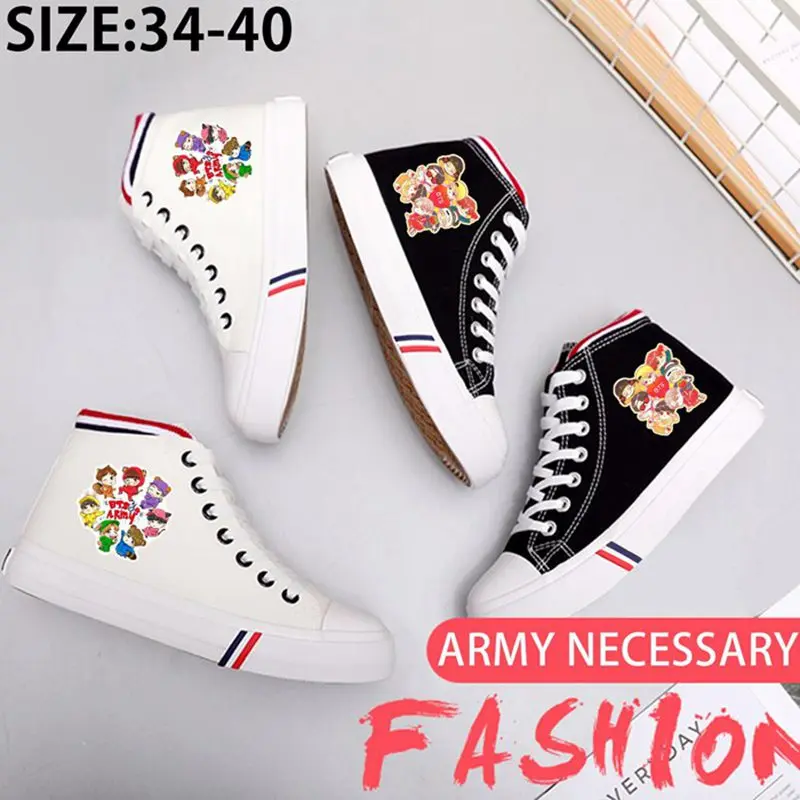 BTS Bangtan Boys BT21 VelcroLace Hightop Sneakers Comfortable Canvas Shoes Women and Men Kpop Fashion Shoes
BTS Bangtan Boys BT21 VelcroLace Hightop Sneakers Comfortable Canvas Shoes Women and Men Kpop Fashion Shoes