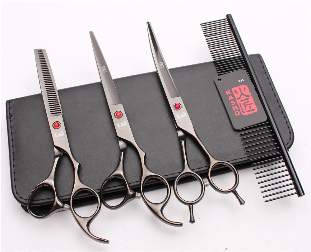 H3002 4Pcs 7'' 19.5cm Kasho JP 440C Comb+Cutting+Thinning Scissors+UP Curved Shears Styling Tool Professional Pets Hair Scissors
H3002 4Pcs 7'' 19.5cm Kasho JP 440C Comb+Cutting+Thinning Scissors+UP Curved Shears Styling Tool Professional Pets Hair Scissors