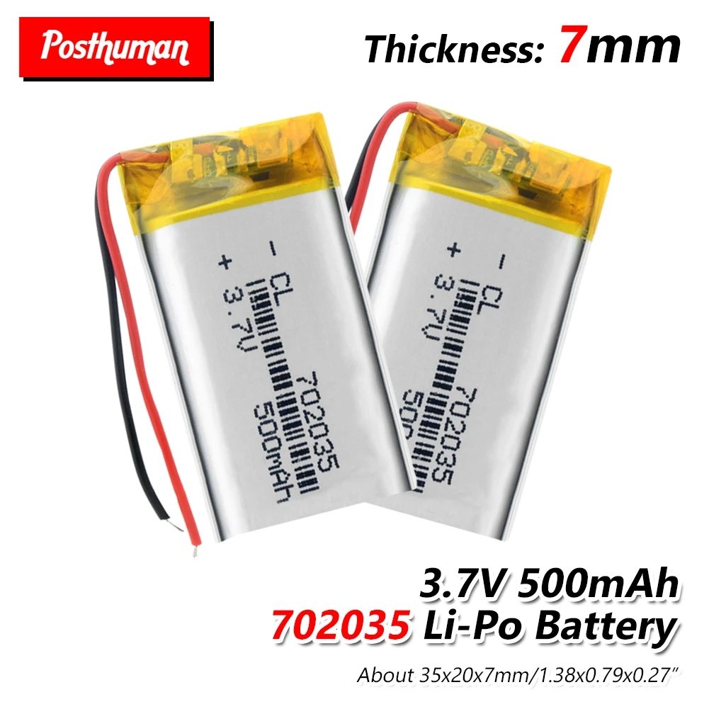702035 Rechargeable Polymer battery 500 mah 3.7V Li-ion battery for smart home speakers dvr GPS mp3 mp4 power bank game player
702035 Rechargeable Polymer battery 500 mah 3.7V Li-ion battery for smart home speakers dvr GPS mp3 mp4 power bank game player