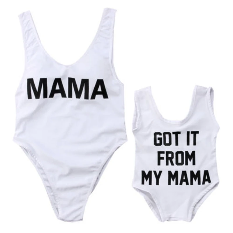 Fashion Mother and Daughter White Family Matching Bikini Swimsuit Women Kids Girls Swimwear Baby Clothes Sets 2-6T | Мать и ребенок