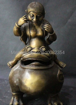 11" Chinese Pure Bronze Money Wealth Liuhai Drama JinChan incense Burner censer
11" Chinese Pure Bronze Money Wealth Liuhai Drama JinChan incense Burner censer
