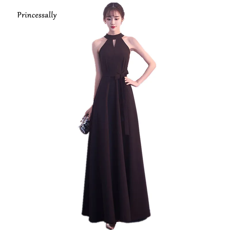 Robe De Soriee Elegant Evening Gown Black Wine Red High Neck Satin A-line Long Prom Party Evening Dresses 2018 Vestido Longo
Robe De Soriee Elegant Evening Gown Black Wine Red High Neck Satin A-line Long Prom Party Evening Dresses 2018 Vestido Longo