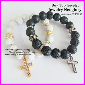 10PCS Black White Lava Rock Beaded Stretch Bracelet With Cross Meditation Bracelet Wrist Mala Bracelet Lava Stone Bracelet
10PCS Black White Lava Rock Beaded Stretch Bracelet With Cross Meditation Bracelet Wrist Mala Bracelet Lava Stone Bracelet