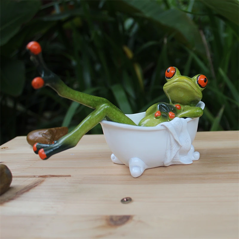 Resin-creative-3D-frog-in-the-bathtub-figures-Decoration-Figurine-Model-Bedroom-living-room-windowsill-study