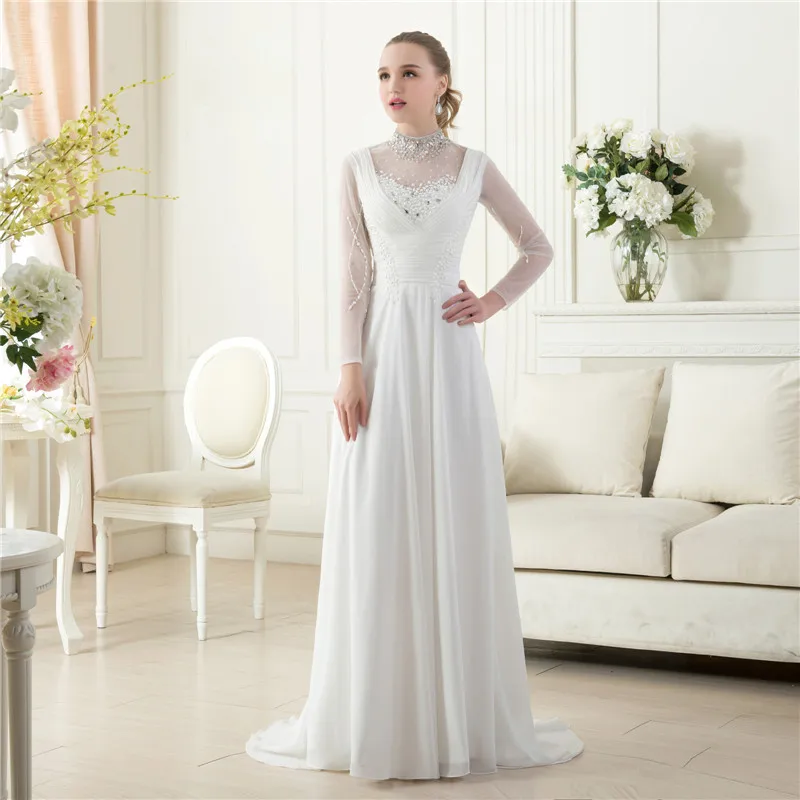 Beach Bridal Gown Real Sample Ivory Long Sleeves Floor Length Plus Size Beaded Pearl Chiffon Beach Bridal Bridesmaid Dresses
Beach Bridal Gown Real Sample Ivory Long Sleeves Floor Length Plus Size Beaded Pearl Chiffon Beach Bridal Bridesmaid Dresses