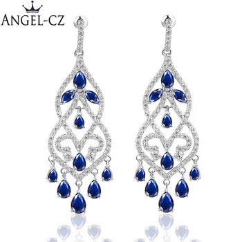 ANGELCZ Brand Ear Jewellery Fancy Chandelier Drop Inlay Royal Blue Austrian Crystal Evening Party Big Earrings For Ladies AE100 
ANGELCZ Brand Ear Jewellery Fancy Chandelier Drop Inlay Royal Blue Austrian Crystal Evening Party Big Earrings For Ladies AE100